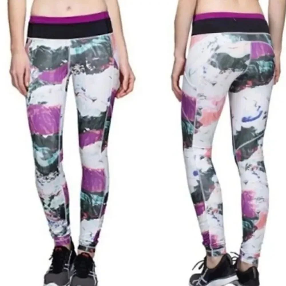 Lululemon Multi-Color Purple Black and White Speed Tight III Women’s 4